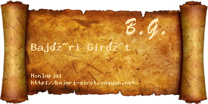 Bajári Girót névjegykártya